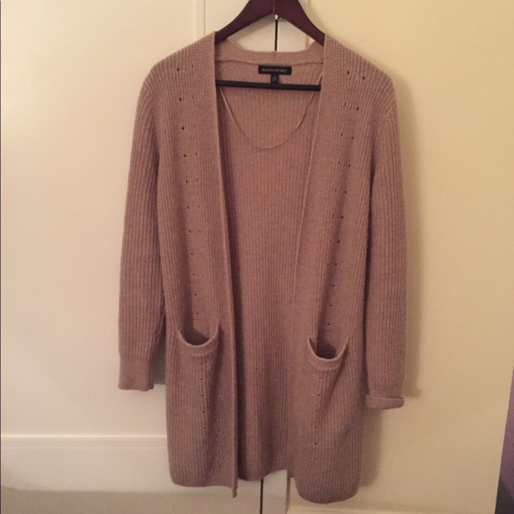 Banana Repubic Beige Sweater Coat Petite XS